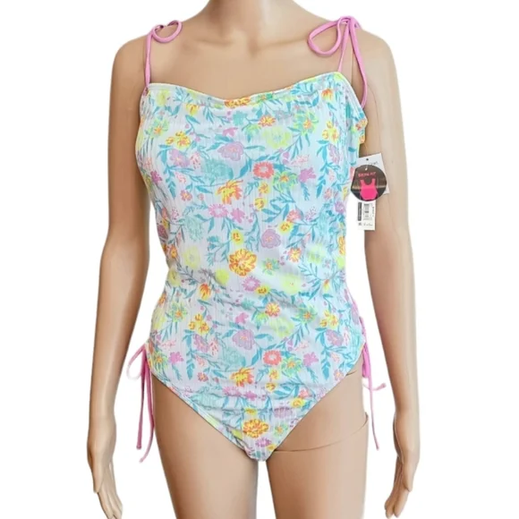 No Boundaries Juniors Tropical Bandeau One Piece NWT - Picture 3 of 8